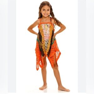 Agua Bendita Kids Praia Lolly Crochet Knit Coverup Beach Dress Size 10 12